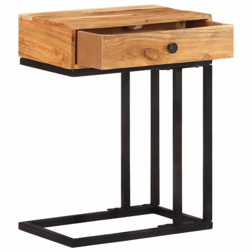 Berkfield Home U-Shaped Side Table in Brown Solid Acacia Wood, W/D/H: 45 x 30 x 61 cm – 2