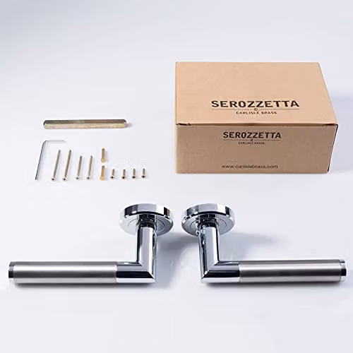 Loops Pair Sectional Round Bar Lever on Round Rose with Concealed Fix, Polished Satin Chrome – 2