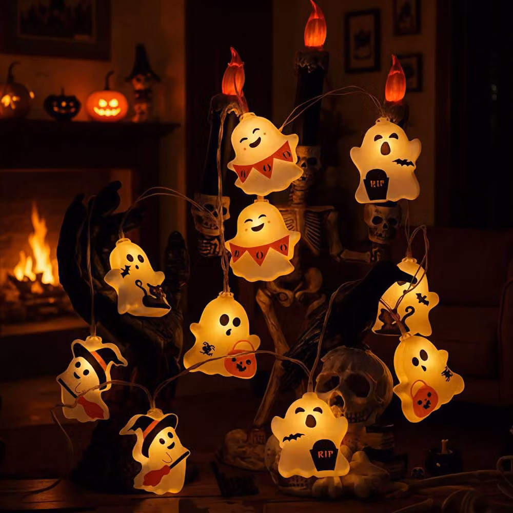 Lovii White Halloween Ghost LED String Lights with USB Hanging Decor – 3
