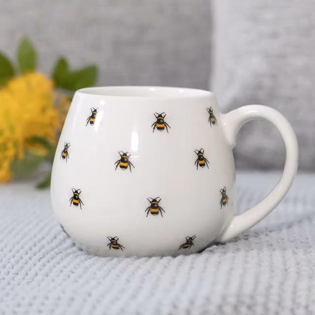 Gloriously Good Bumble Bee Print Rounded Mug - White