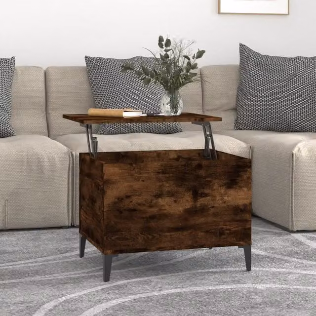 Berkfield Home Smoked Oak Coffee Table in Brown, W/D/H: 60 x 44.5 x 45 cm – 1