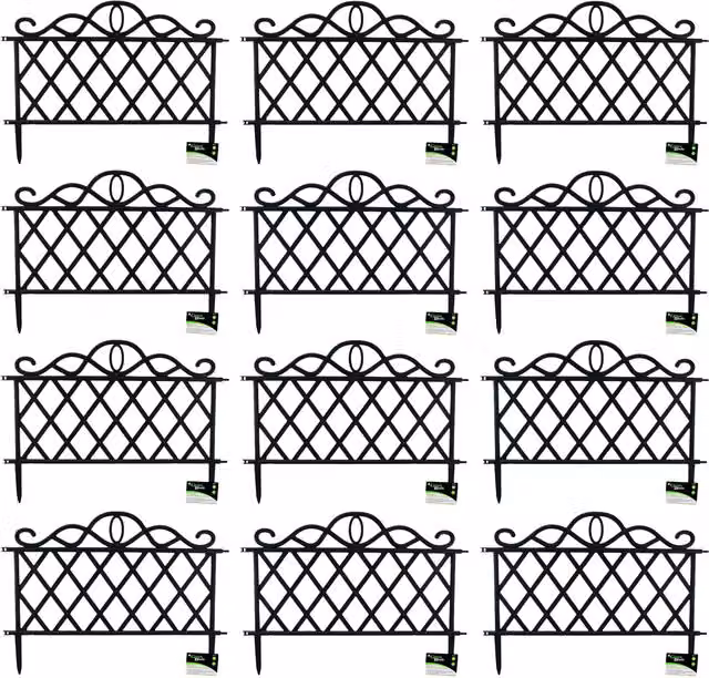 Green Blade Pack of 12 Black Plastic Garden Border Fence Edging, 27 cm – 3