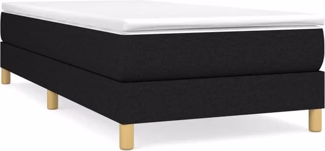 Berkfield Home Upholstered Single Box Spring Bed Frame in Black, W/D/H: 90 x 190 cm – 1