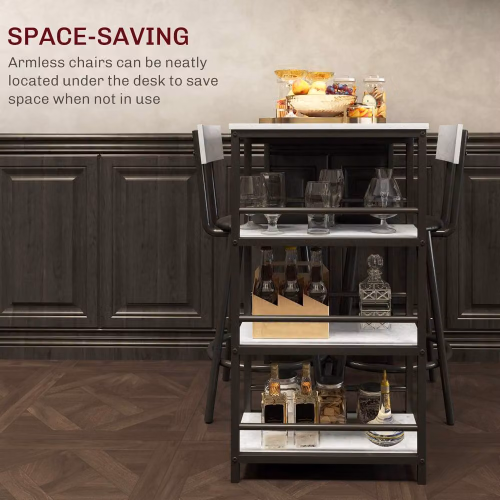 Wyld Haus Raco Sera 3 Piece Grey and Black Kitchen Dining Set with Shelving – 5