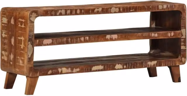 Berkfield Home Rustic Reclaimed Solid Wood TV Cabinet in Brown, W/D/H: 105 x 46 x 32 cm