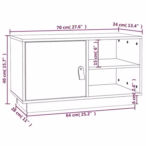 vidaXL Rustic Black Solid Pine Wood TV Cabinet W/D/H: 70 x 34 x 40 cm – 3