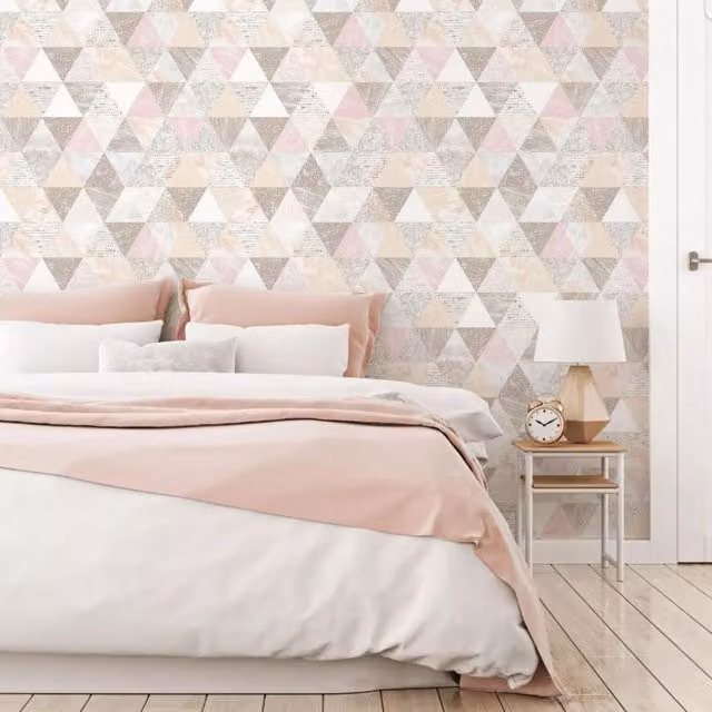 YoL Abstract Geometric Triangles Modern Wallpaper in Pink and Multicolour