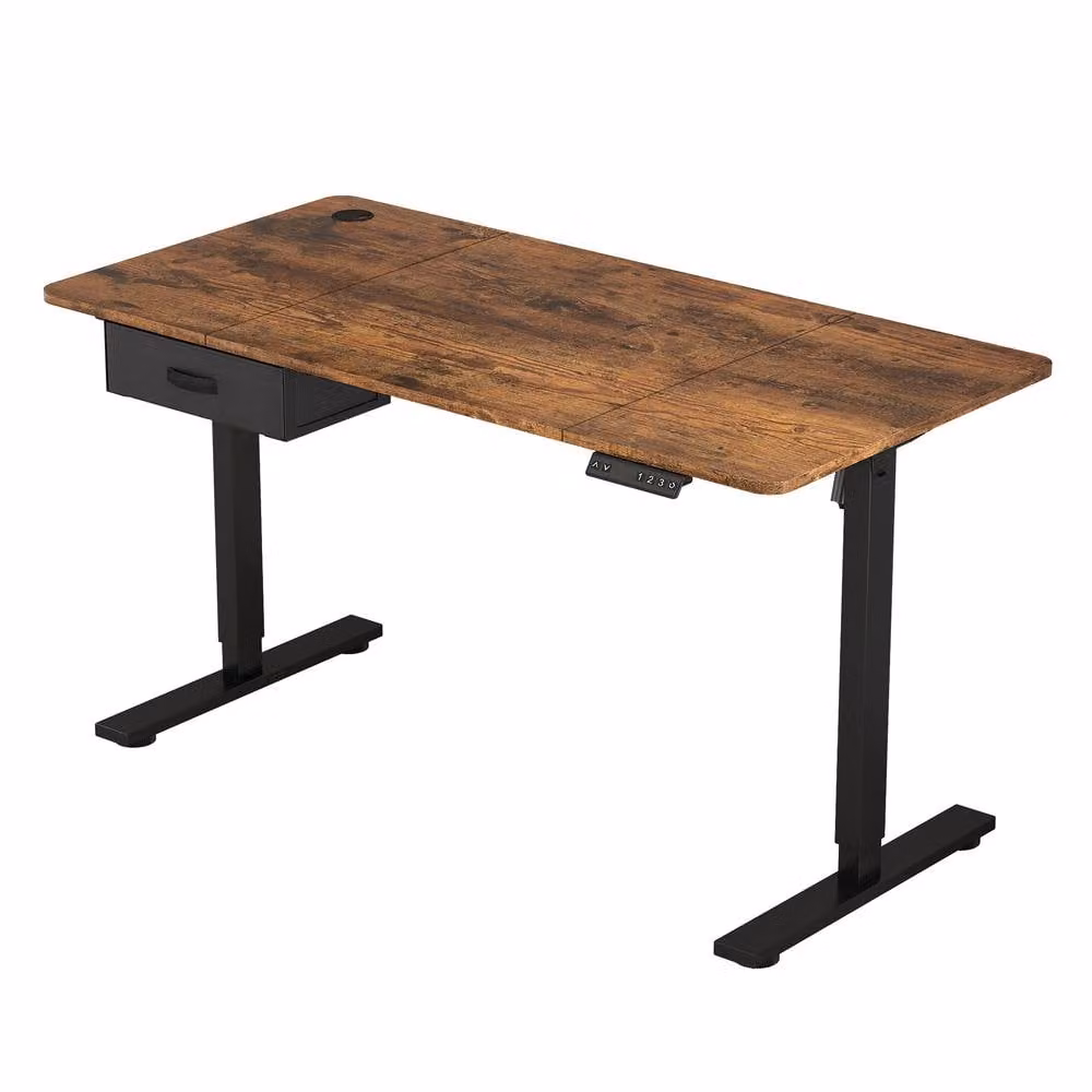 MCC Direct Electric Height Adjustable Computer Desk with Drawer Unit in Walnut Brown – 4