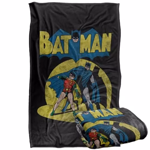 Warner Bros. Batman Vintage Cover Silky Touch Super Soft Fleece Throw Blanket, Multicolour, W: 91.44 cm x L: 147 cm – 1