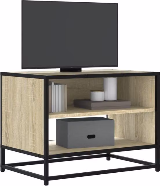 Berkfield Home Industrial TV Cabinet in Sonoma Oak and Brown, W/D/H: 61 x 40 x 46 cm