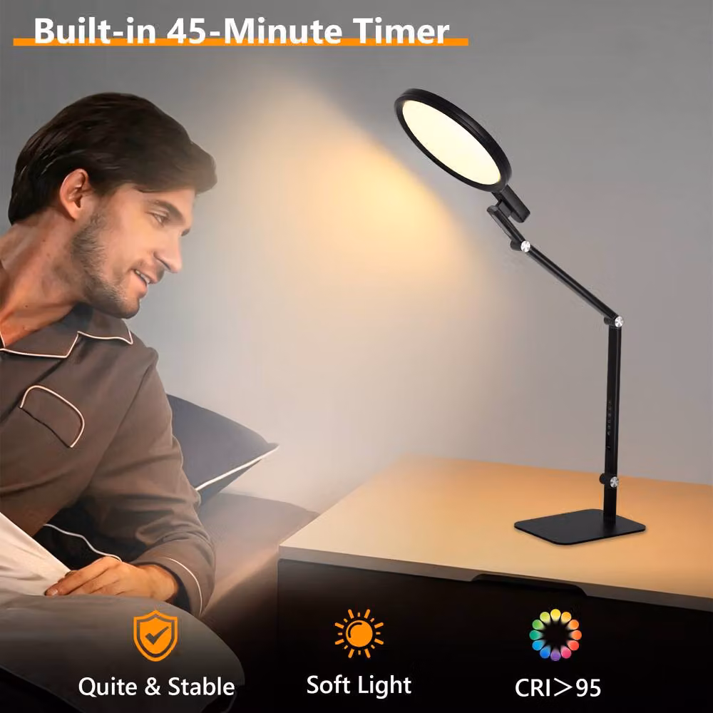COMELY 15W LED Desk Lamp in Black with USB Charging, Adjustable Brightness and 5 Colour Temperatures – 4