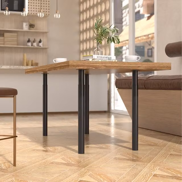 Lifeideas Set of 4 Matt Black Cylindrical Metal Table Legs, Height: 80 cm