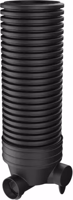 Turtle Inspection Chamber Set, Black, Diameter: 45 cm, Depth: 202 cm, with 15 cm Channel and 15 cm Inlets