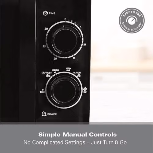 Hamilton Beach 20L Solo Manual Black Microwave with Stainless Steel Cavity and 700W Power – 4