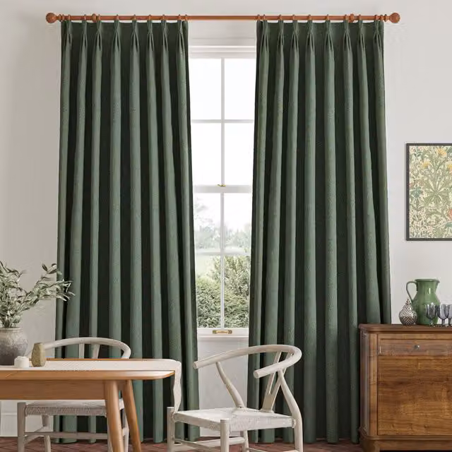 William Morris Reed Made To Measure Blackout Curtains in Eucalyptus Green