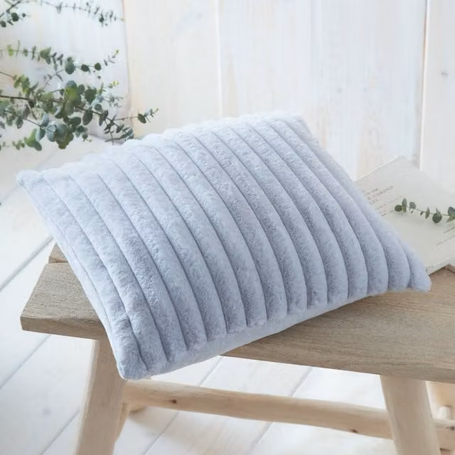 Appletree Hygge Morritz Faux Fur Filled Square Cushion, Grey, W/D/H: 43 x 43 x 43 cm