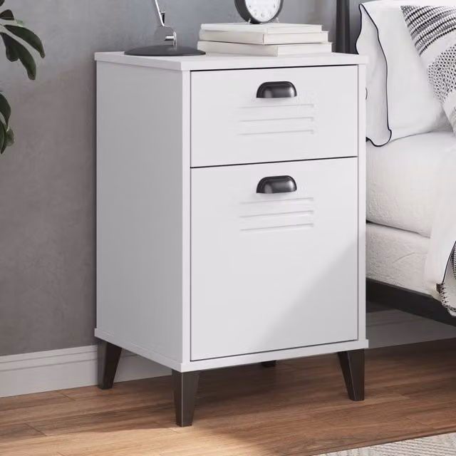 Berkfield Home VIKEN Bedside Cabinet in White Engineered Wood