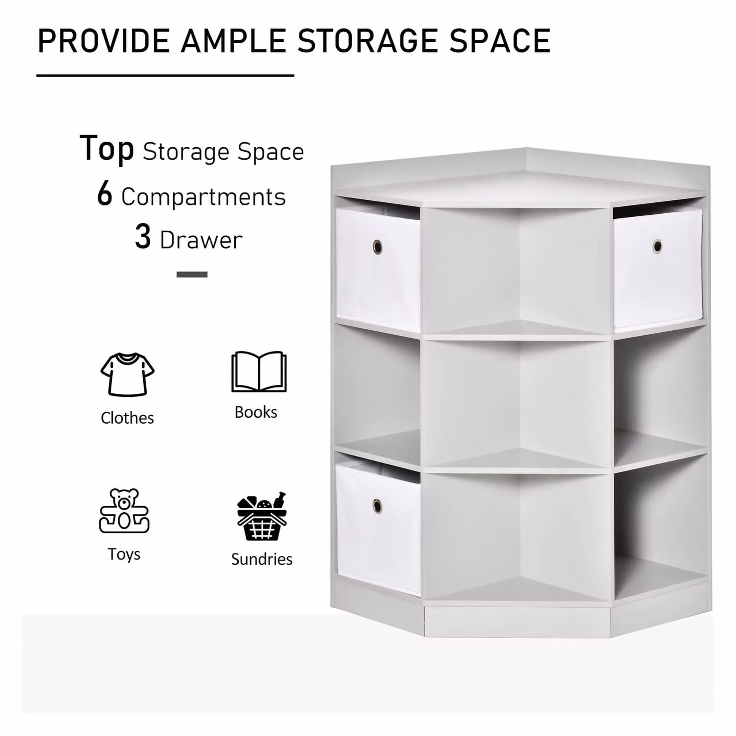 HOMCOM Kids Corner Storage Cabinet and Organiser with Drawer in Grey – 2