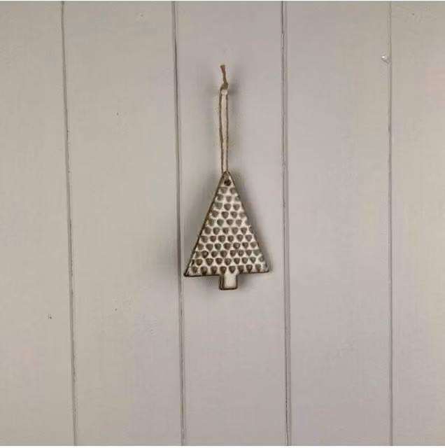 KDMD Beige Mottle Ceramic Hanging Tree Decoration with Abstract Geometric Design