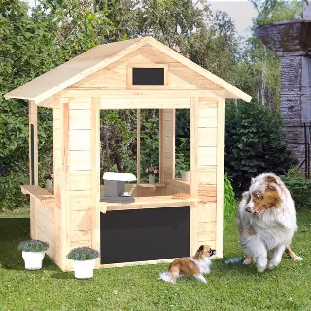 Big Game Hunters Wooden Playhouse Cafe Shop in Brown
