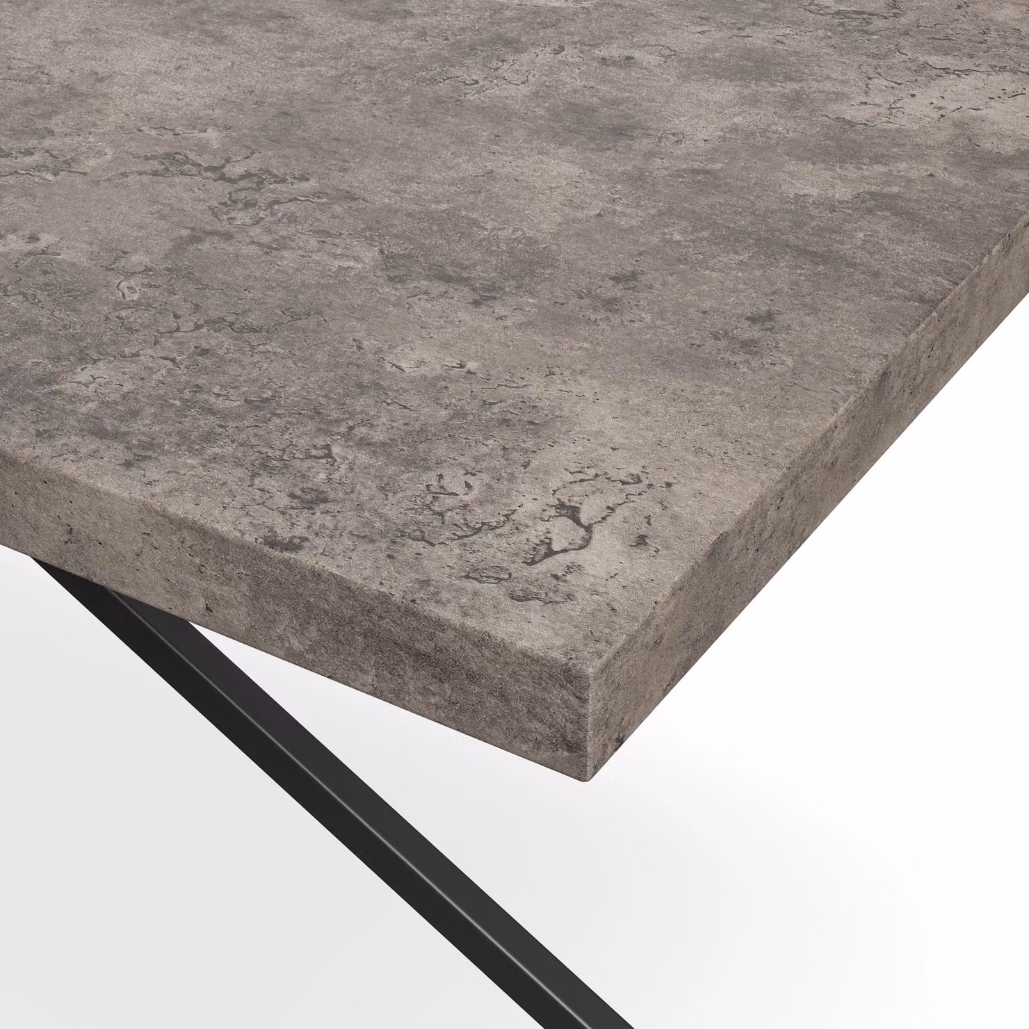 More4Homes Donni Dining Table and 4 Nova Grey Velvet Chairs Set with Concrete Effect Top and Black Legs W/D/H: 160 x 80 x 76 cm – 3
