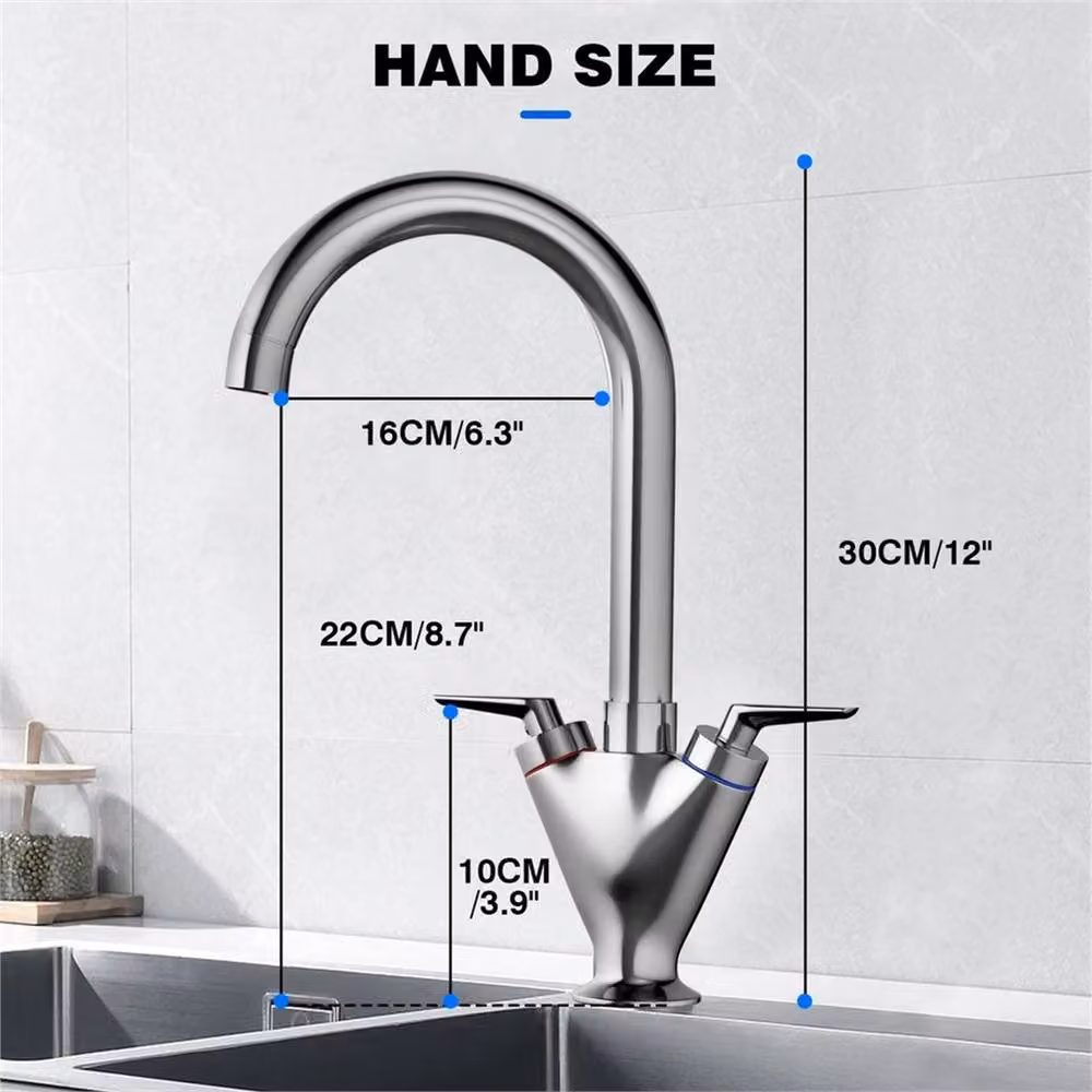 Spetlek Chrome Silver Kitchen Sink Mixer Tap with Two Handles – 2