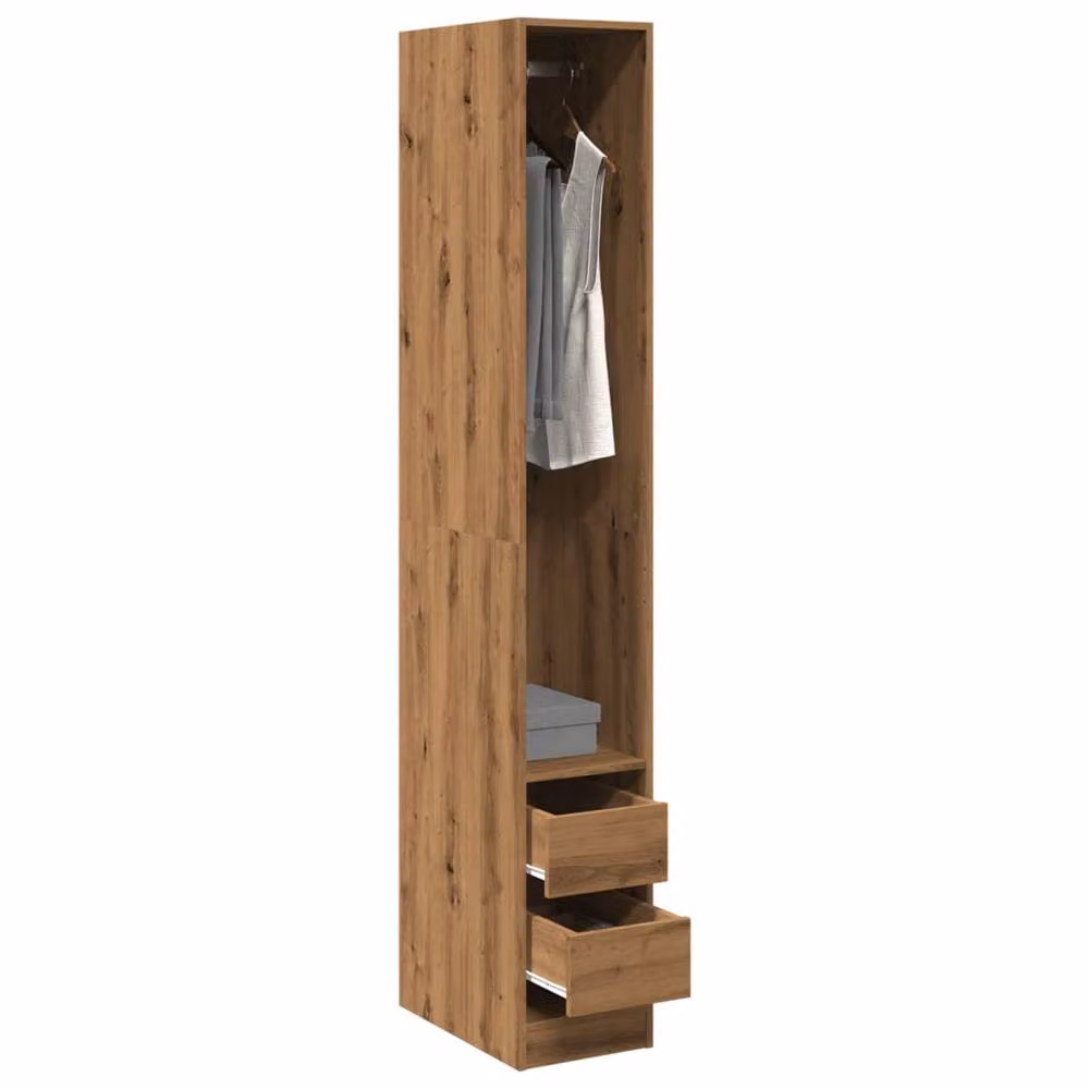 Berkfield Home Artisan Oak Wardrobe in Brown, W/D/H: 30 x 30 x 200 cm – 2