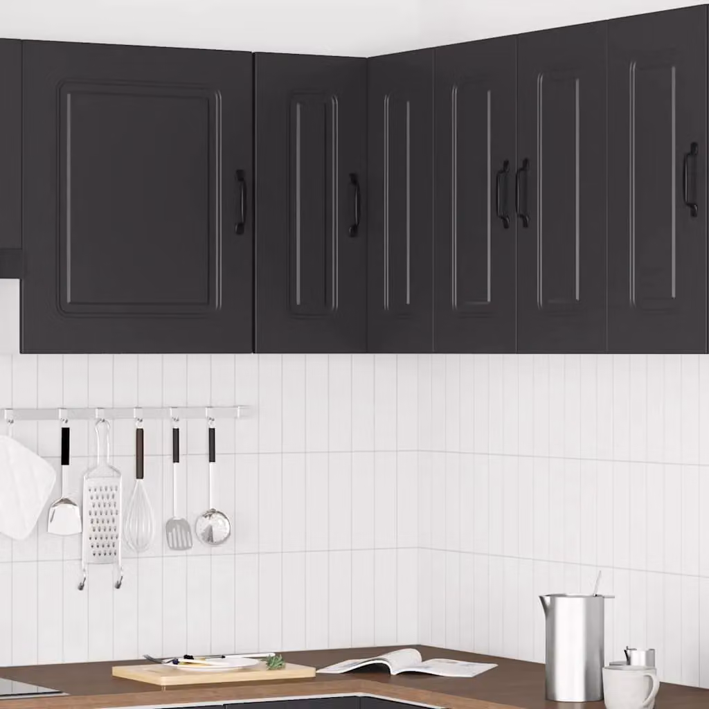 Berkfield Home Kalmar Black Matt Engineered Wood Wall Mounted Kitchen Corner Cabinet – 2