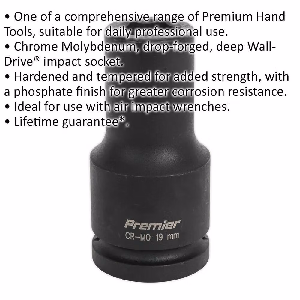 Loops 19mm Forged Deep Impact Socket 3/4 Inch Sq Drive Chromoly Wrench Socket Black – 2