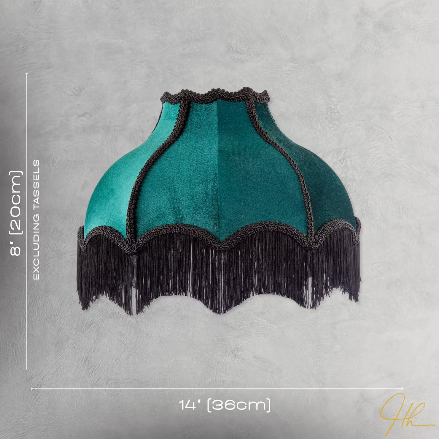 Happy Homewares Classic Victorian Emerald Green Velvet Dome Lamp Shade with Long Tassels and Embroidered Trims, Diameter: 36 cm – 6