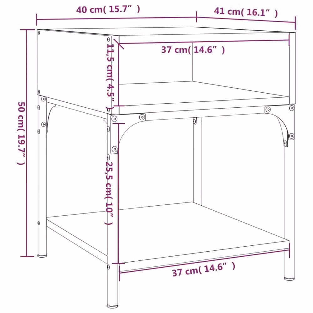 Berkfield Home Elegant Bedside Table in Smoked Oak Brown, W/D/H: 40 x 41 x 50 cm – 4