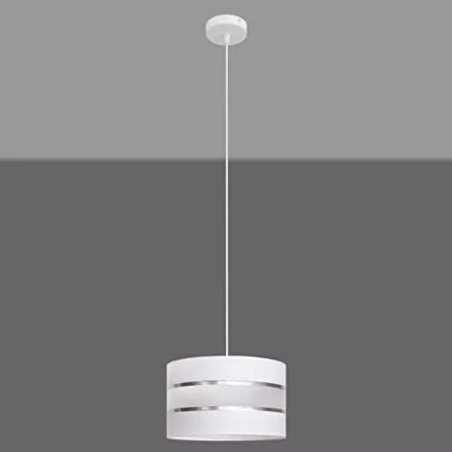 Netlighting Helen Cylindrical Pendant Ceiling Light in White and Silver, Diameter: 25 cm – 2