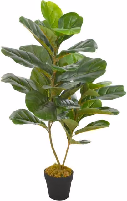 Berkfield Home Artificial Fiddle Leaf Plant in Green with Pot, Height: 90 cm – 1