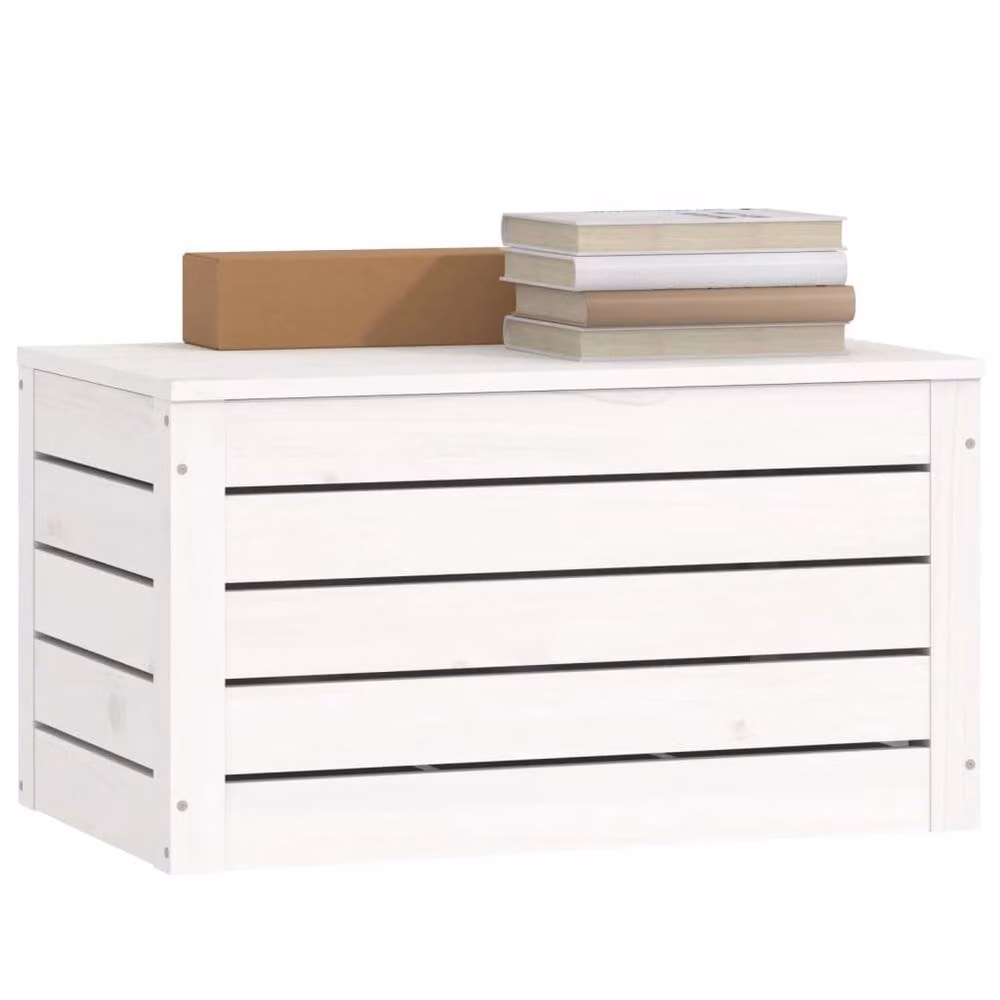 Berkfield White Solid Wood Pine Storage Box W: 59.5 cm, D: 36.5 cm, H: 33 cm – 2