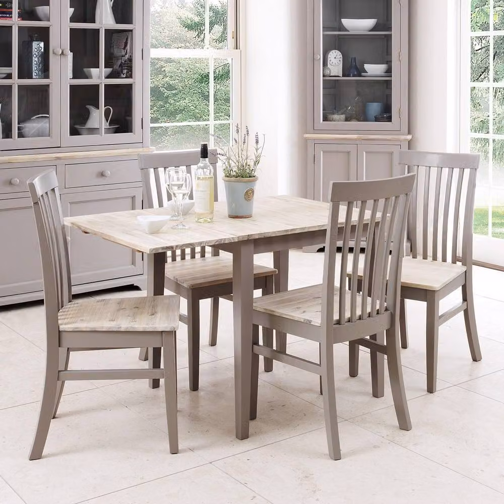 Statement Furniture Florence Highback Dining Chairs with Acacia Wood Seat, Set of 4, Grey, W45 x D53 x H94 cm – 2