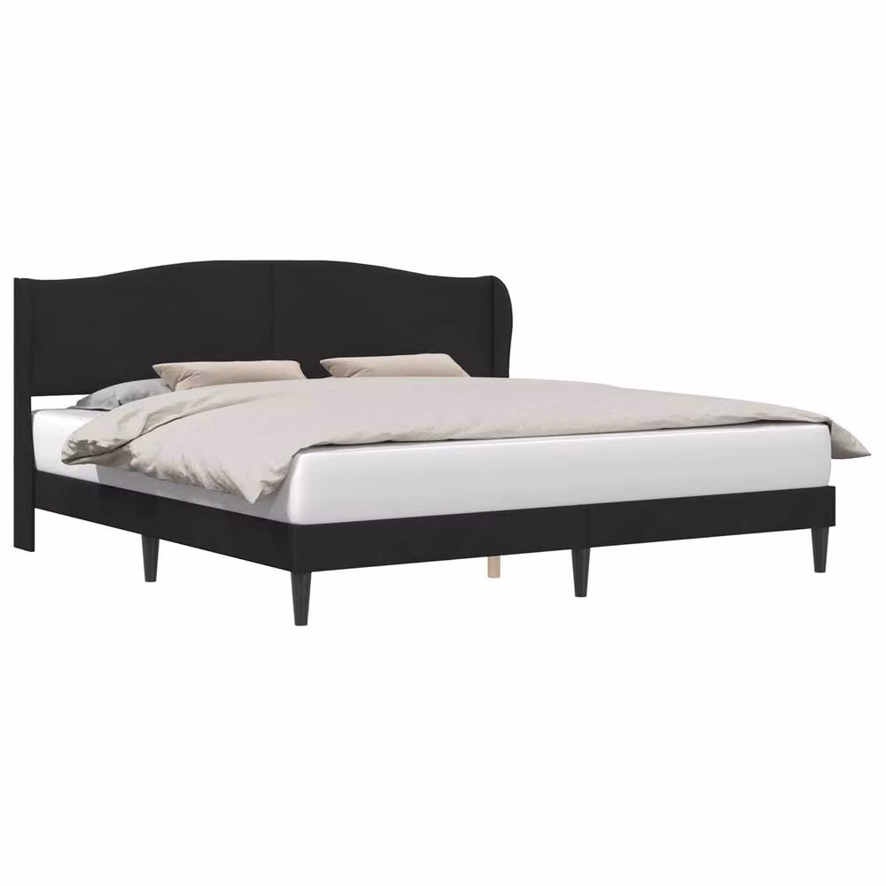 Berkfield Home Modern Velvet Bed Frame with Headboard in Black, W/D/H: 180 x 200 cm – 2