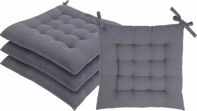 Harbour Housewares Square Seat Pads, Pack of 4, Grey, W/D: 40 x 40 cm