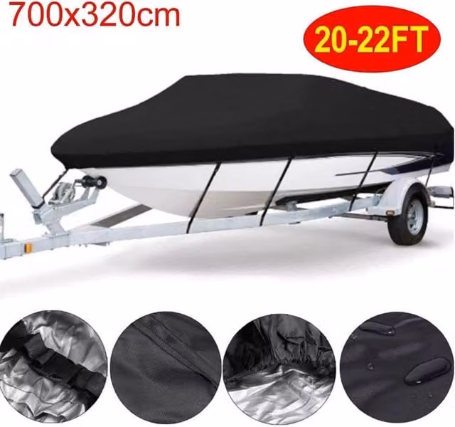 SPETLEK Heavy Duty Waterproof Boat Speedboat Cover in Black – 1