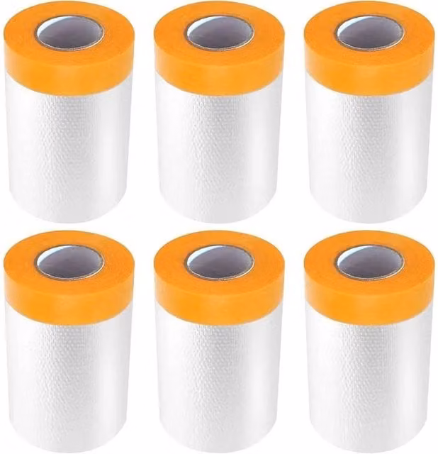 FLAVORA Pre-taped Masking Paper Dustproof Film for Car Spray Painting, White, W: 55 cm, L: 20 m