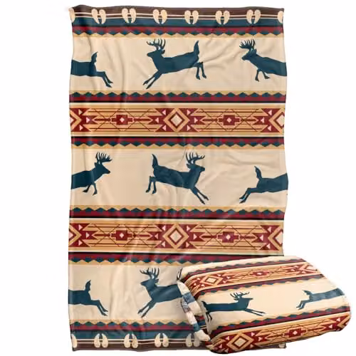 JQ Licensing Southwest Lodge Deer Silky Touch Super Soft Fleece Throw Blanket, Multicolour, W/D/H: 91 x 147 cm