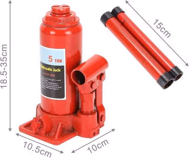 NESTLUNE 5 Ton Heavy Duty Hydraulic Bottle Jack in Red