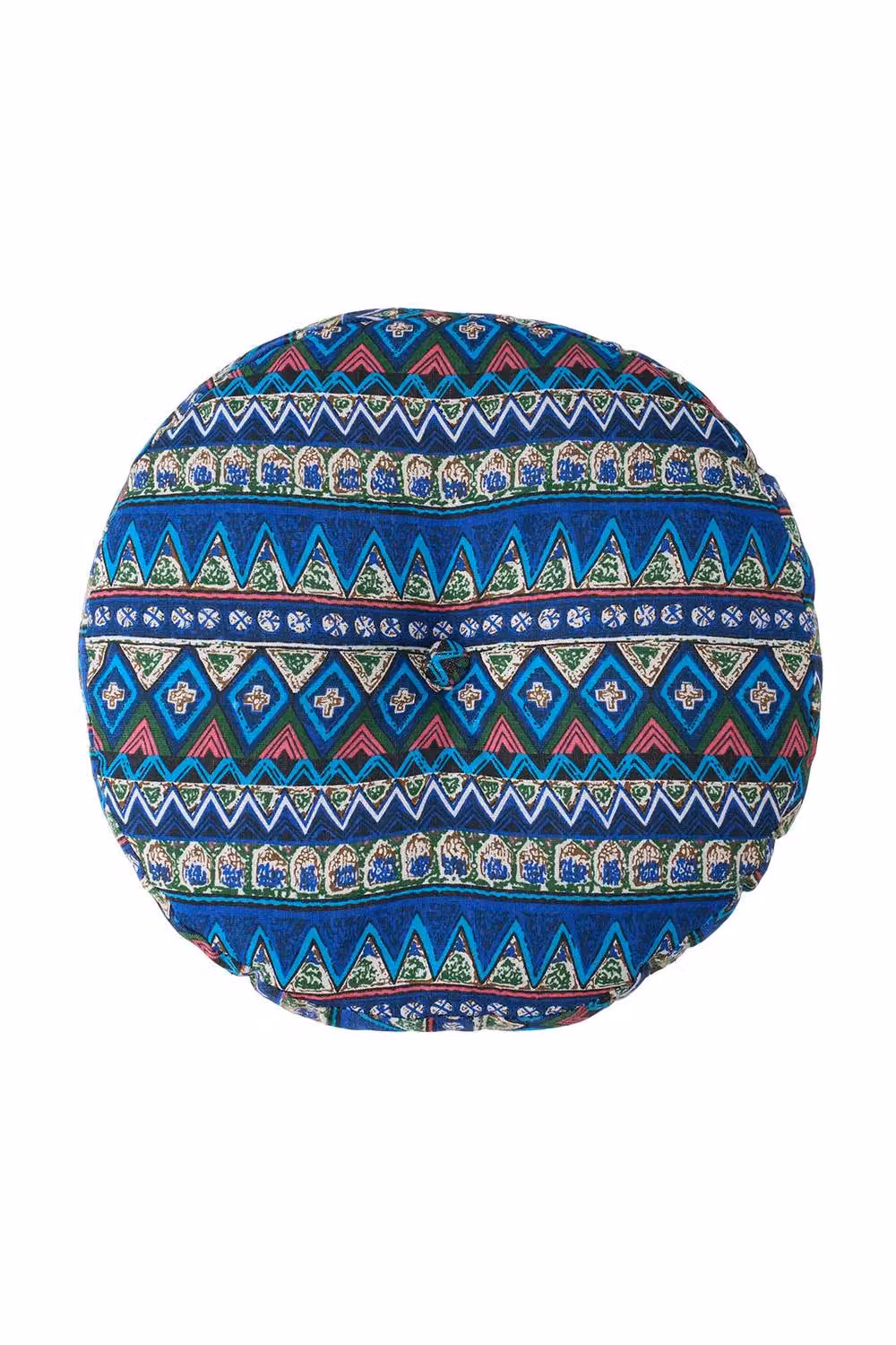 Living and Home Bohemian Style Round Linen Floor Cushion in Blue with Removable Cover – 5