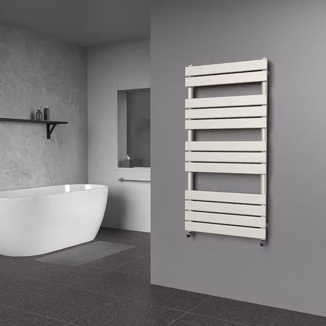 Lux Heat Flat Coloured Towel Radiator in White, W: 60 cm, H: 120 cm