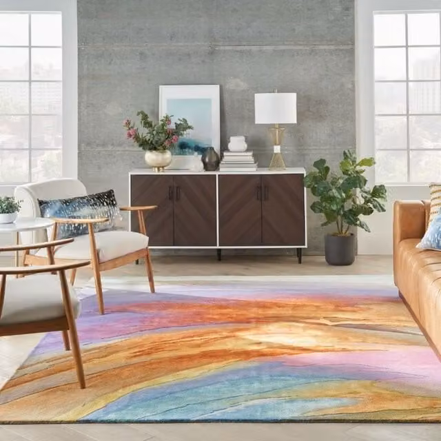 The Rug Shop UK Multi Abstract Optical 3D Hand Tufted Modern Rug, Multicolour, W: 114 cm, L: 170 cm – 1