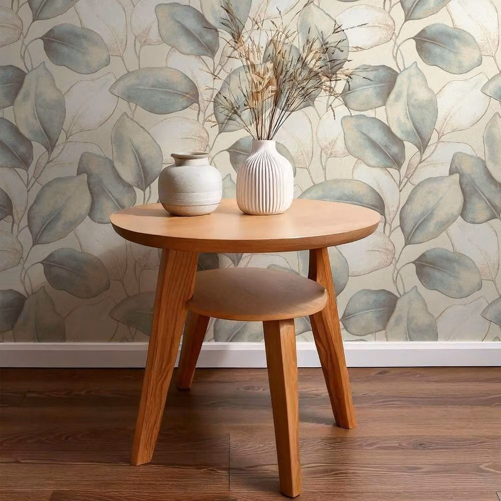 Rasch Opulenza Leaf Blue Botanical Floral Vinyl Wallpaper – 2