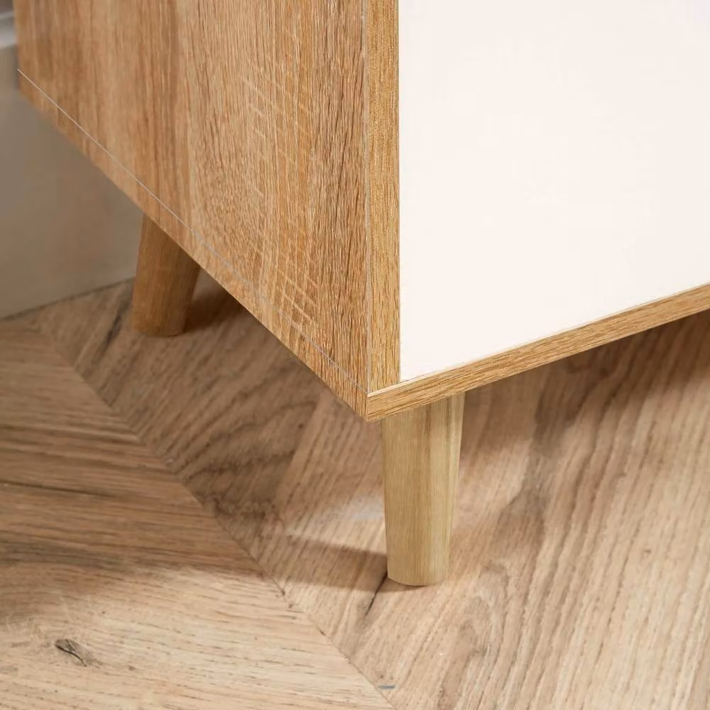 NESTLUNE Oak and White 4 Drawer Chest of Drawers for Bedroom Storage, W: 100 cm, D: 15 cm – 4