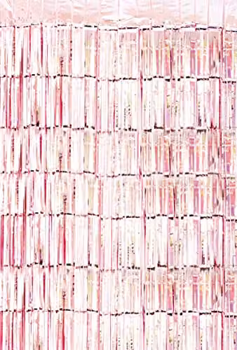Netagon Shimmer Tinsel Curtain in Gold or Pink, W: 100 cm, H: 200 cm – 1