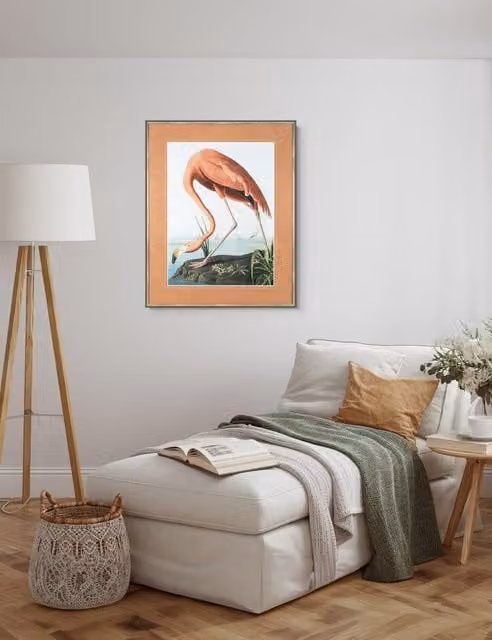 Gallery Direct Vintage Flamingo Rectangular Framed Wall Art in Orange and Pink