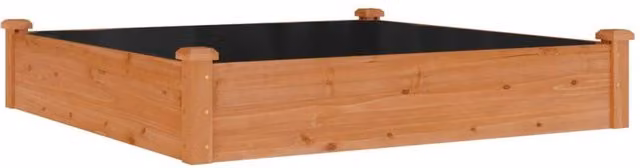 Berkfield Home Garden Raised Bed with Liner in Brown, Solid Fir Wood, W/D/H: 120 x 120 x 25 cm