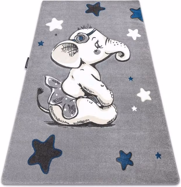 RugsX Petit Grey Kids Motif Rectangular Rug, W: 140 cm, D: 190 cm